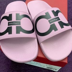 Authentic Ferragamo pink pool slides NWT